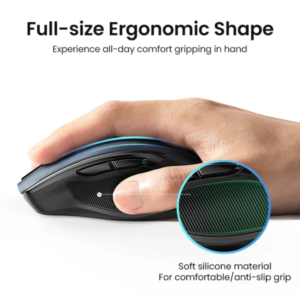 UGREEN Ergonomic Wireless Mouse, Bluetooth 5.0 / 2.4G, 4000 DPI