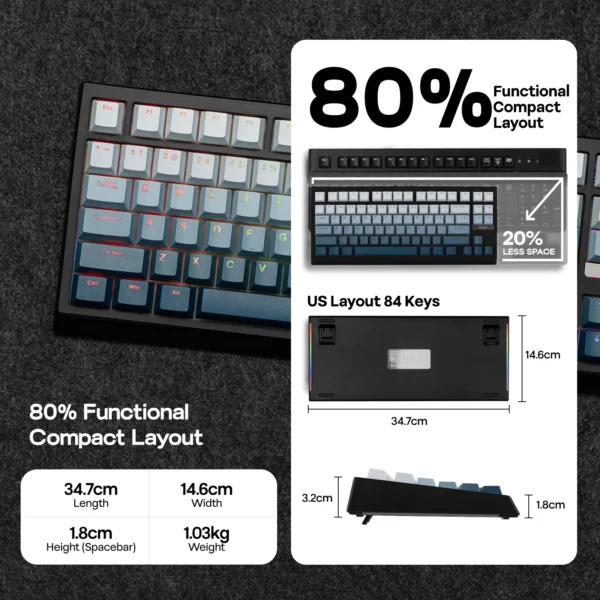 EPOMAKER G84 HE 75% Hall Effect Mechanical Keyboard, 8K Polling