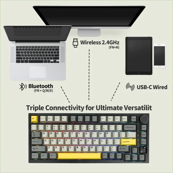 Ajazz AK820 Pro 75% Tri-Mode Mechanical Keyboard with TFT Screen