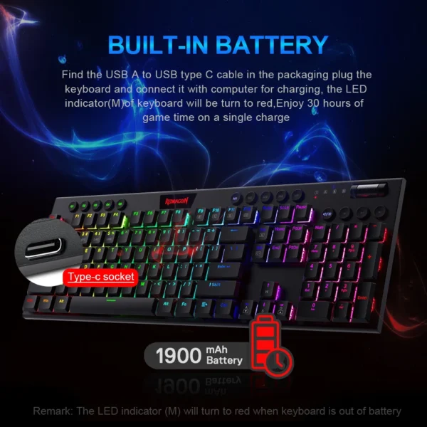 REDRAGON Horus K618 RGB Tri-Mode Mechanical Gaming Keyboard