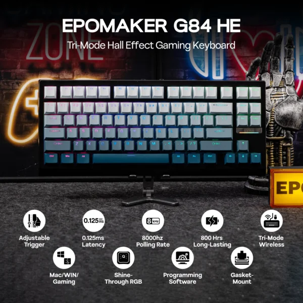 EPOMAKER G84 HE 75% Hall Effect Mechanical Keyboard, 8K Polling