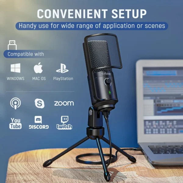FIFINE K669 Pro USB Condenser Streaming Microphone with Pop Filter