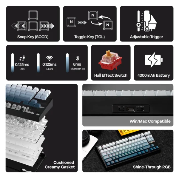 EPOMAKER G84 HE 75% Hall Effect Mechanical Keyboard, 8K Polling